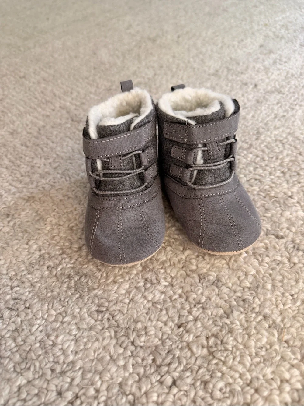 Kids Gray Cozy Lined Winter Boots